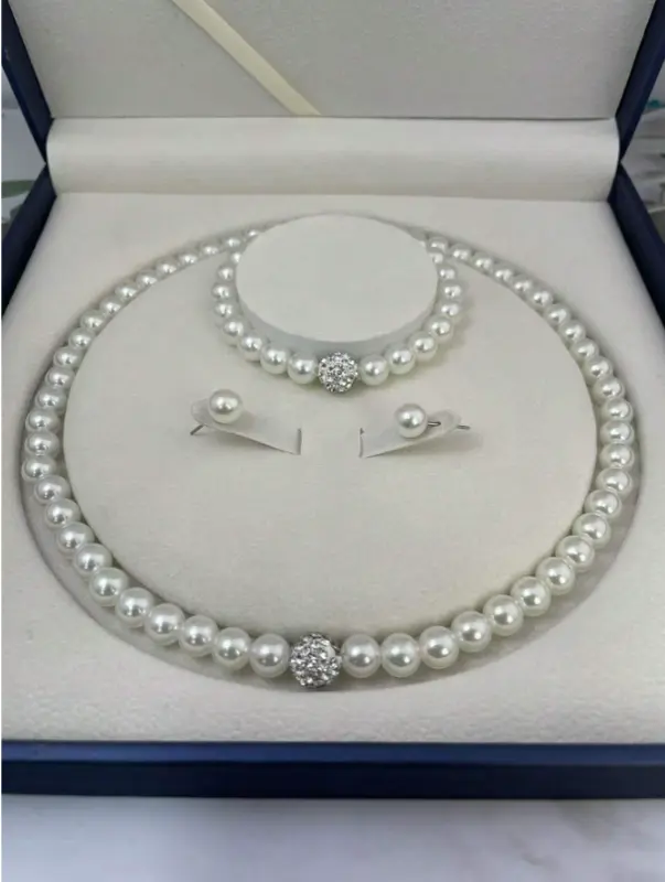 3pcs/Set Creative Pearl Necklace + Bracelet + Earrings Jewelry Set, Bride Accessories 0