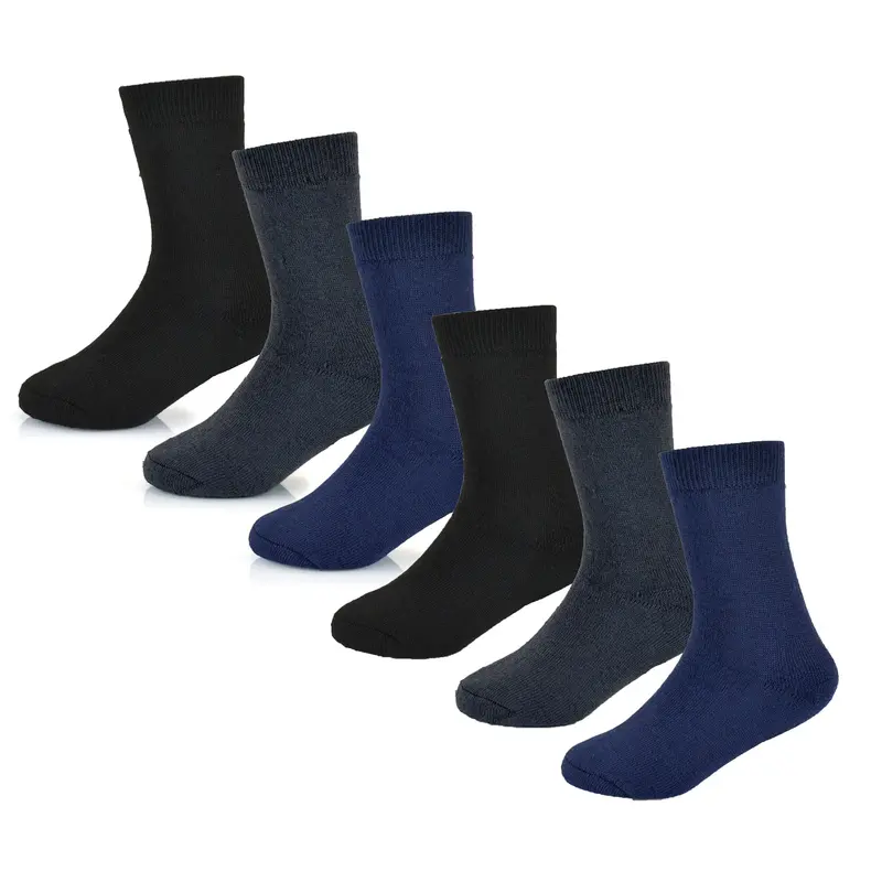 6 Pack Kids Thermal Socks Boys Girls Winter Boot Socks Non-Slip Cushioned Warm Durable Footwear Assorted Colors Sizes 4-13 Years by Heatwave Thermalwear 4