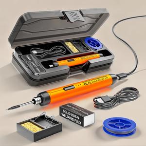 USB Or Battery Dual-use Soldering Iron, Portable 3-speed Temperature Adjustable Soldering Iron, Ergonomic Handle Heavy Duty Welding Accessories for Home & Office, Repair Tool Kit, Cordless, Industrial, Corded Solder Iron