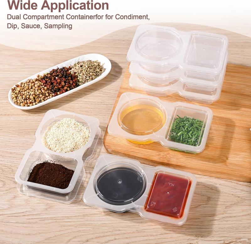 Thickened Double Compartment Reusable Snack Pack Containers with Lids for Picnic and Work Lunch - Set of 10 - Kitchen, Utensils 3