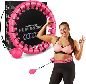 Hula Ring Hoops, Weighted Hula Circle 24 Detachable Fitness Ring with 360 Degree Auto-Spinning Ball Gymnastics, Massage, Adult Fitness for Weight Loss hoop
