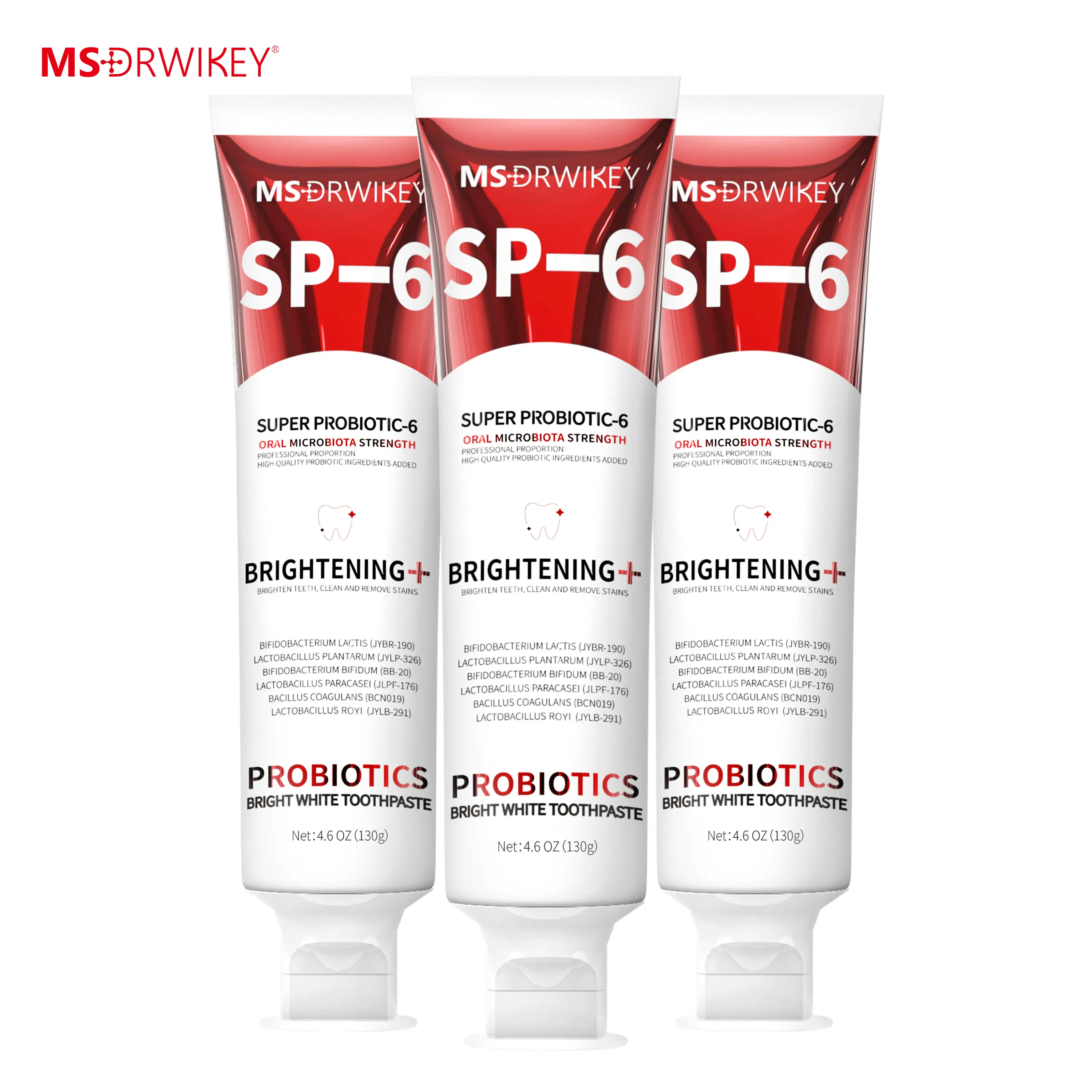 MS-DRWIKEY Super Probiotic Toothpaste, Cooling Mint Flavor, Freshens Breath, 3-Pack