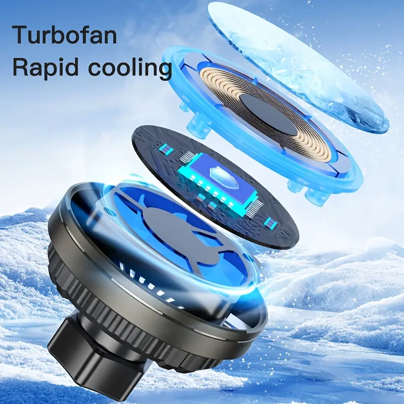 [Wireless Fast Charging Holder] Wireless Fast Charging Fan Cooling Car Magnetic Holder - QI1 Wireless Charger for Apple iPhone 12-16 Series - Car Air Outlet Car Mobile Phone Holder 7
