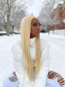 613 Blonde Straight Lace Frontal Wig, Dye Friendly Transparent Lace Human Hair Wig, Fashionable Long Wigs for Women