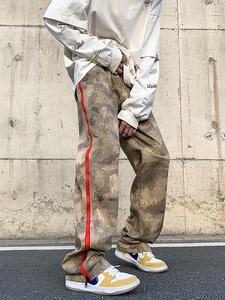 Men's Camo Print Zipper Straight Leg Pants, Loose Casual Comfy Pocket Trousers for Daily Wear, Men's Bottoms for All Seasons