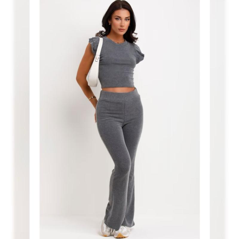 Women’s Frill Set with Flared High Waisted Leggings 3