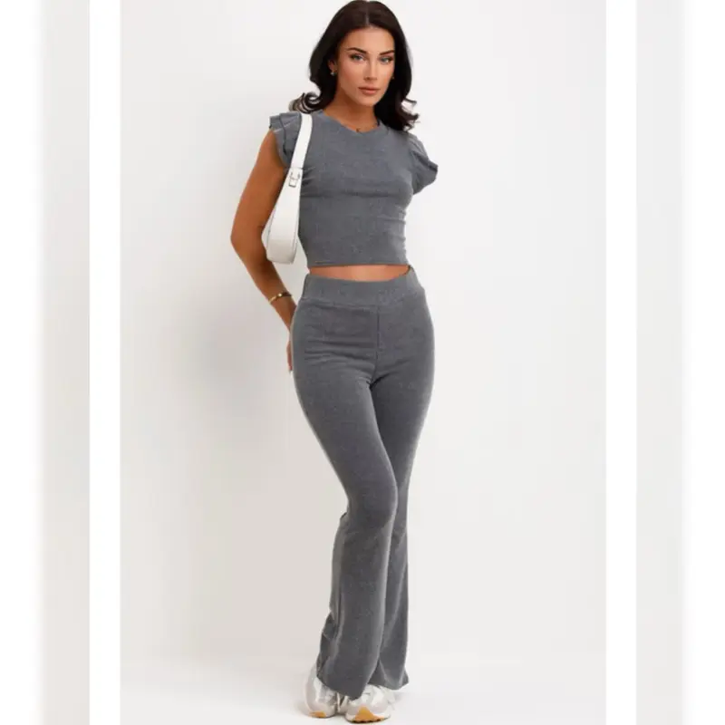 Women’s Frill Set with Flared High Waisted Leggings 3