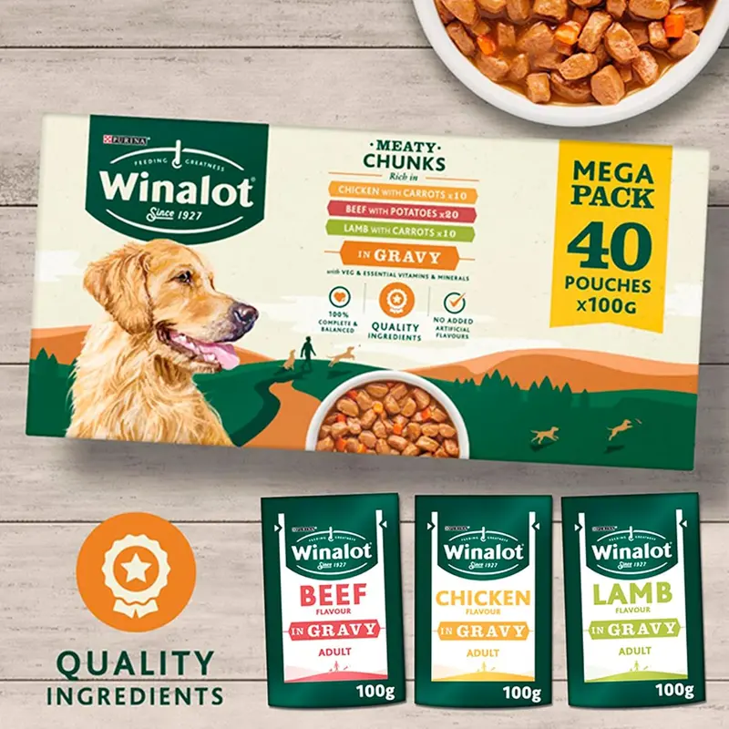 Winalot Dog Food Mixed in Gravy, 40 x 100g - Pack of 40 (Packaging may vary) 1