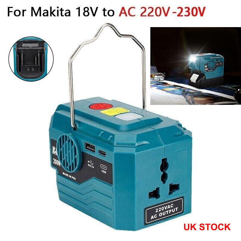 Product Introduction of Makita 18V Battery to AC 220V Portable Power Inverter with LED Light - 200W 17