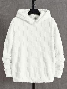 Men's Solid Thermal Lined Hoodie, Casual Loose Fashion Long Sleeve Hooded Sweatshirt for Daily Outdoor Wear, Men Clothes for Winter