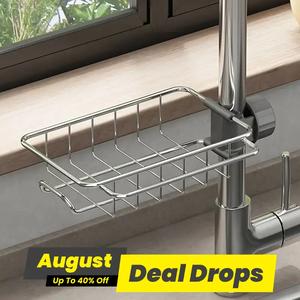 Sink Over Faucet Storage Rack, Stainless Steel Sink Caddy Shelf, Kitchen Faucet Storage Drain Rack for Storing Sponges, Scrubbers, Towels, Peelers, Draining Board Rack, Organiser, Kitchen Utensils Organizer, Kitchen Organization