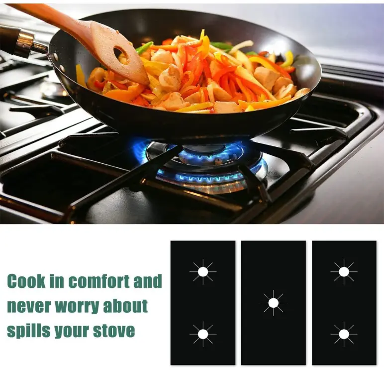 3Pcs Stove Burner Covers, Gas Hob Range Protectors, Reusable Stove Burner Protector Liner, Non-Stick Heat Resistant Stove Top Gas Range Protectors for for Fast Kitchen Cleaning 1