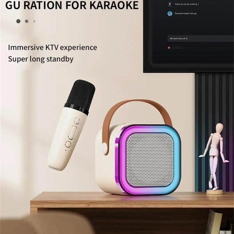Bluetooth K12 Karaoke with RGB lights Machine Portable 5.3 PA Speaker System with 2 Wireless Microphones Home Family Singing Children's Gifts bone  conduction  earphones true wireless induction  speaker mini  speaker  magnet karaoke  machine 7