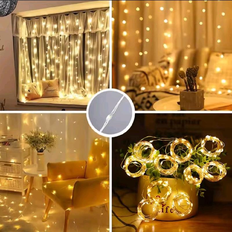 3m x 3m LED Curtain Lights - White or Warm White with Adjustable Settings for Weddings, Home Décor, Festivals & Parties 3