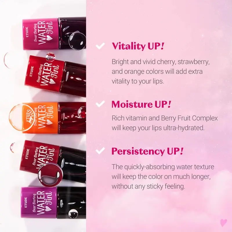 Etude House Dear Darling Water Tint Cherry Ade (21AD) | Vivid Color Lip Stain with Moisturizing Weightless & Non-sticky Finish | Smudge-proof & Lightweight | K-beauty 6