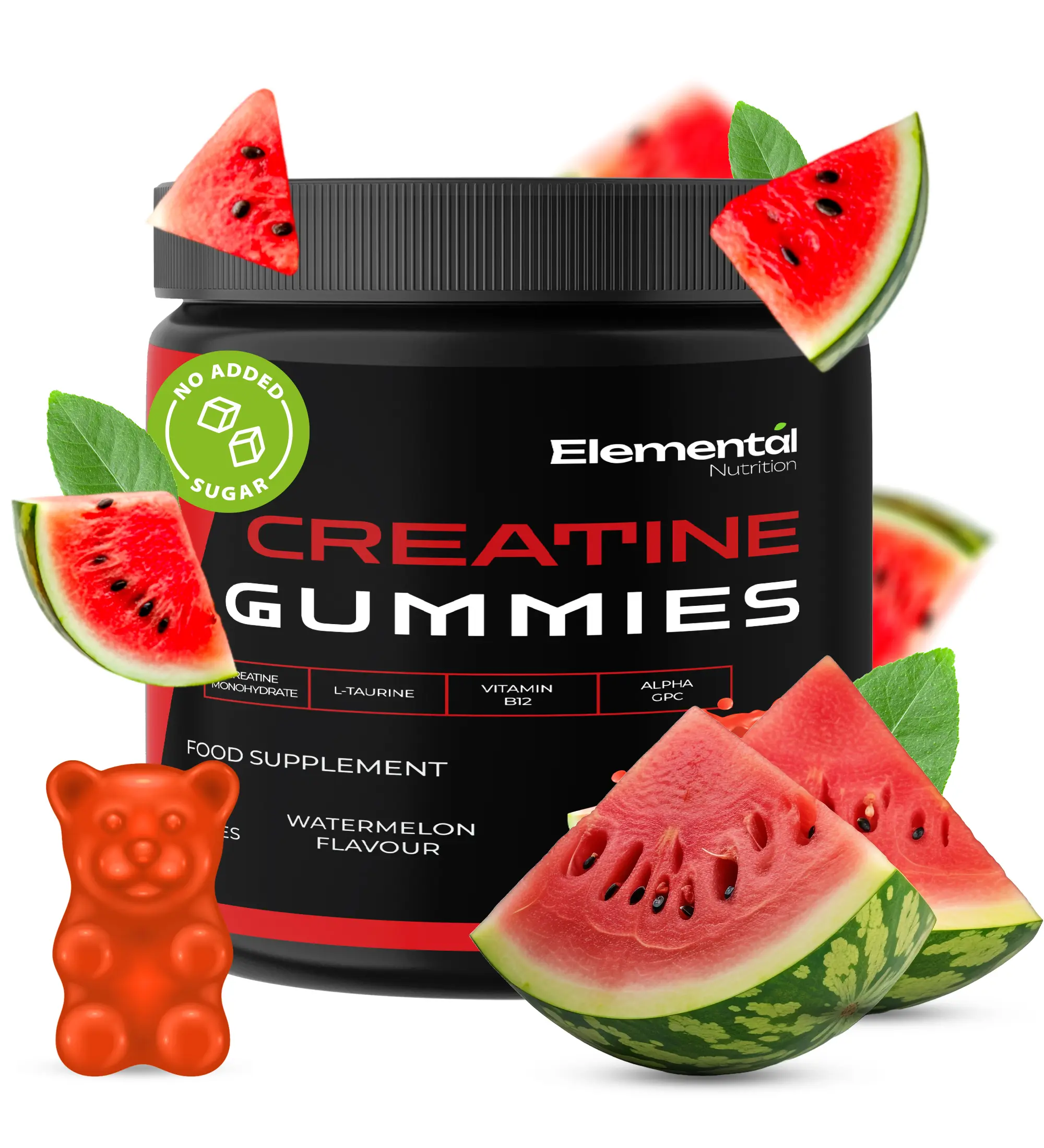 Elemental Creatine Watermelon Gummies, 120ct - Muscle Boost
