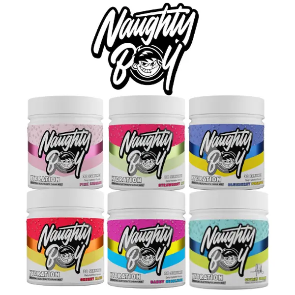Naughty Boy Hydration & Electrolyte Power Drink Mix - 30 Servings - 255g - Gym Workout Hydration Supplement