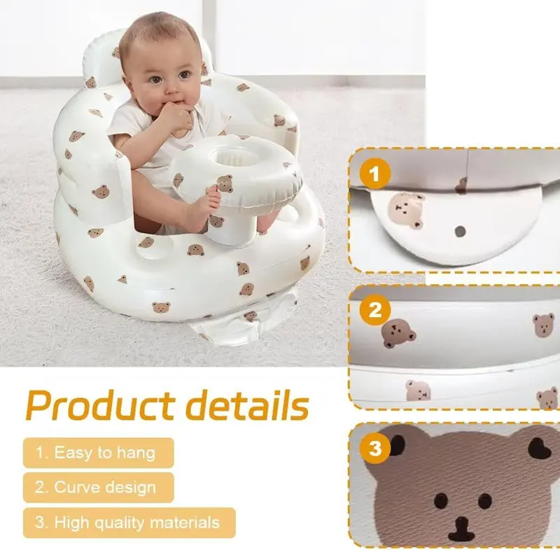 Inflatable Baby Chair, 1 Count Cute Cartoon Pattern Inflatable Baby Seat, Baby Inflatable Sofa Chair, Baby Furniture for Home 4