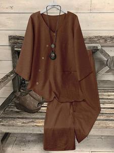 Two-piece Set Women's Solid Color Top & Wide Leg Pants, Casual Fashion Cozy Top  & Trousers for Daily Outdoor Wear, Ladies Clothes for All Seasons