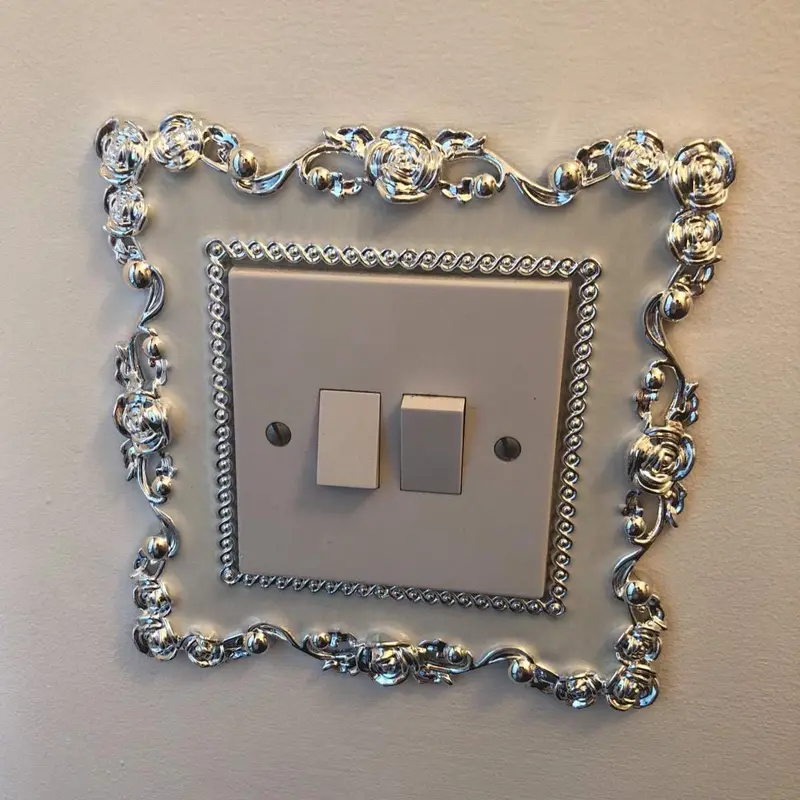 2PCS Plastic Resin Acrylic Light Switch Surround Stickers Single Light Switch Surround Socket Finger Panel Cover Set 3