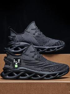 Mens Running Breathable Shoes, Ultra-light Textured Design Lace-up Trainers for Treadmill Wear As Gift, Workout Sneakers, Casual Twist Sole Design Sporty Athletic Running Shoes for Summer 2025