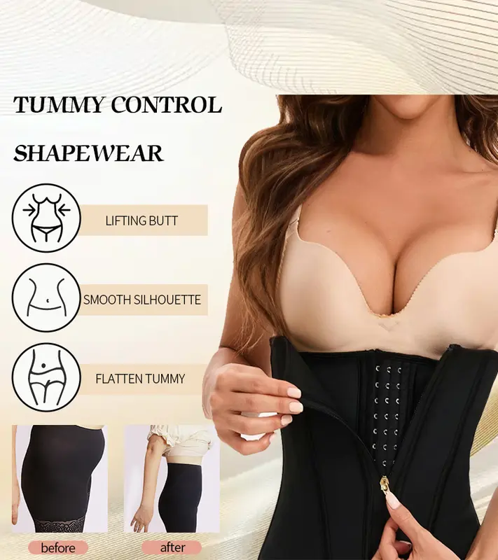 Women's High Compression Corset Waist Trainer with Zipper, Tummy Control Shaper Belt for All Seasons 0