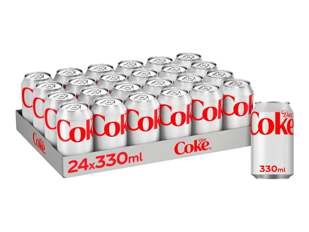 Diet Coke Can Cola, Tray 330 ml (Pack of 24) Beverage Natural