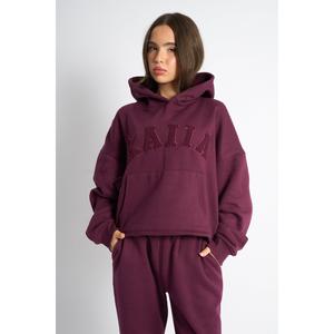 Kaiia Slogan Oversized Hoodie Deep Burgundy
