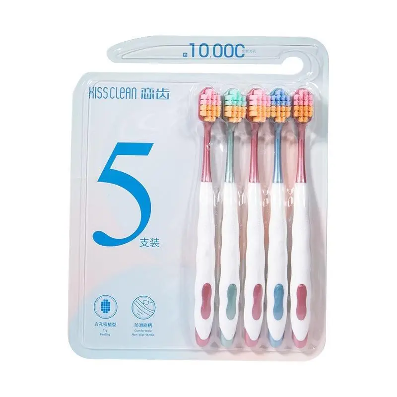【 Luxury Gift 2】5 pairs of Sam's same toothbrush Soft bristle Internet red high-end toothbrush Soft bristle adult Student home high density square hole wide head toothbrush Oral Comfort 4