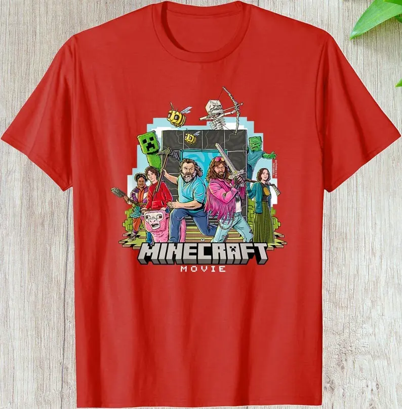 Minecraft Movie Shirt, Custom Gift For Videogames Fans, Hoodie Long Sleeve Graphic Tee Cartoon Style Trendy Design women's shirt trendy t shirts Shortsleeve Cotton vaturi shirt pull girlfriend shirt baggy shirt