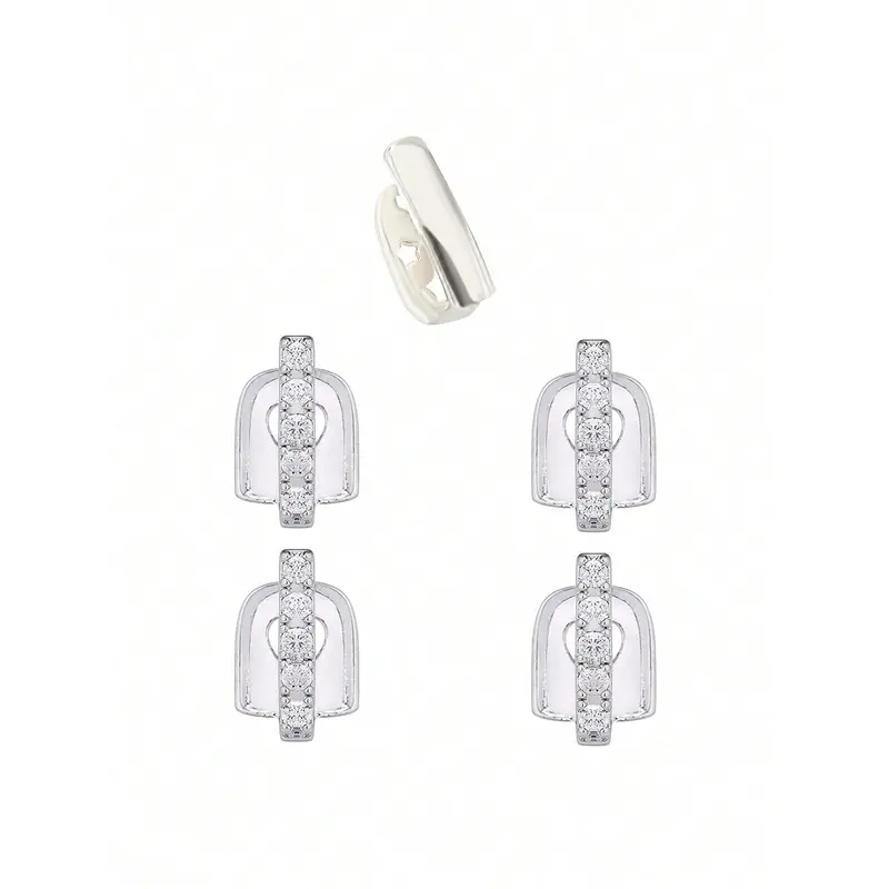 1 Set Single Row Icy Gold & Silver Cubic Zirconia Stud Grill, Adjustable Unisex Hiphop Nightclub Punk Style 7