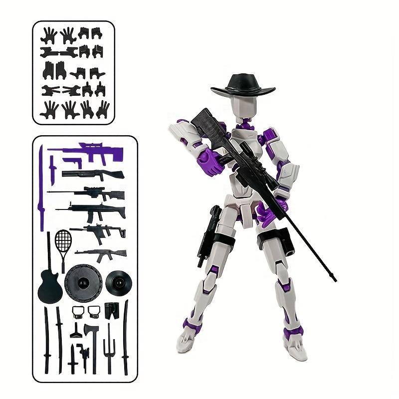 Poseable T13 Action Figure with Weapon Accessories – Multi-Jointed Articulated Titan 13 Dummy Collectible, Desktop Decor for Gamers, Durable ABS, Ages 14+ – Bendables Series 8