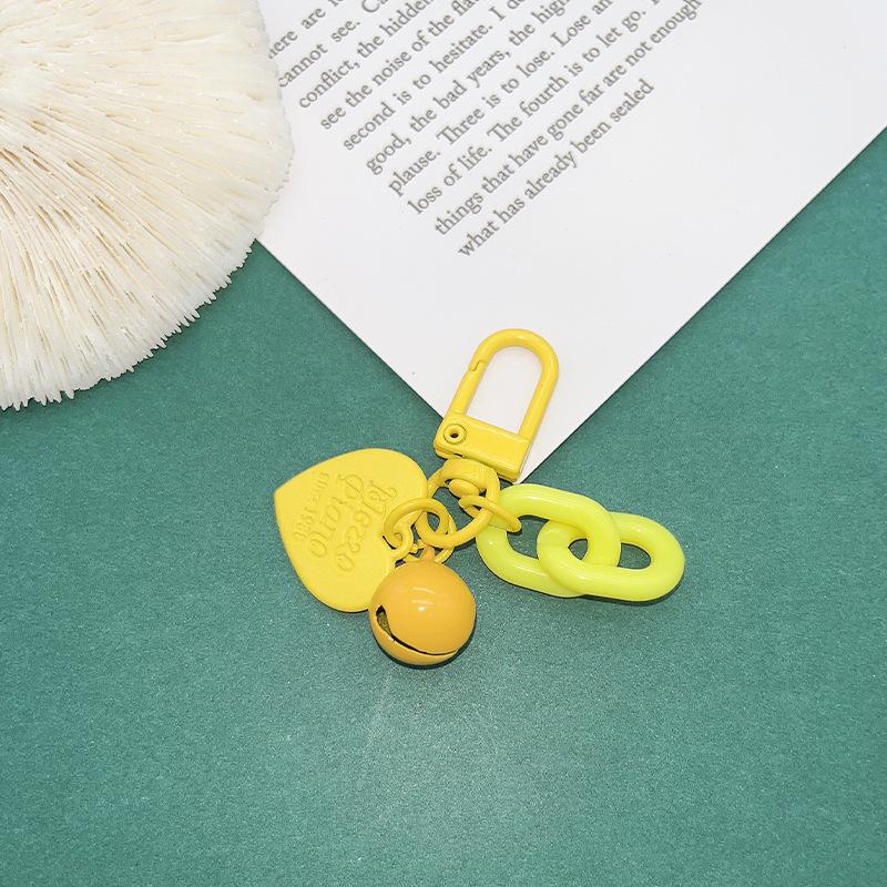 Cute macaron love bell chain keychain DIY acrylic chain earphone cover decorative bag pendant 6