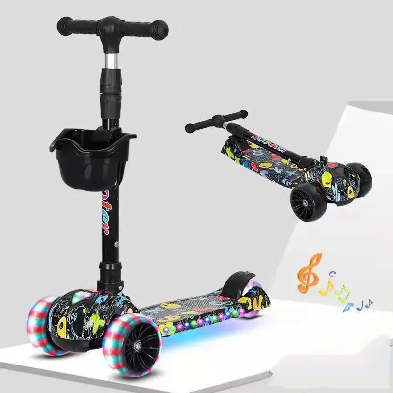 Kids Scooter LED Light Up 3 Wheel Push Child Kick Flashing Adjustable Folding 6