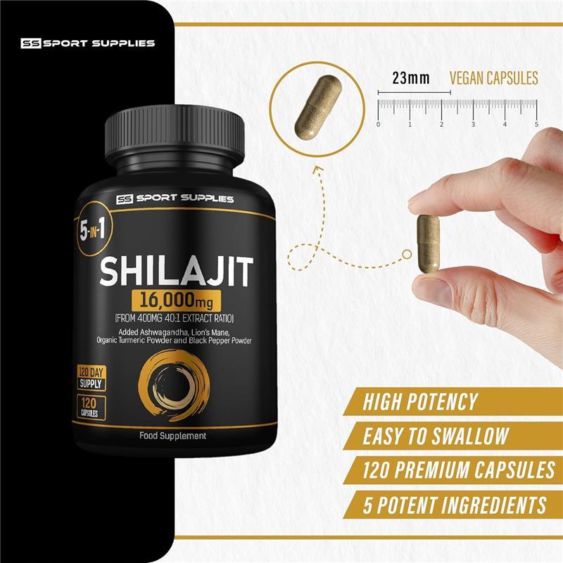 Shilajit Capsules 16,000mg - 120 Days Supply - 60% Fulvic Acid - Ashwagandha, Lions Mane, Turmeric & Black Pepper 4