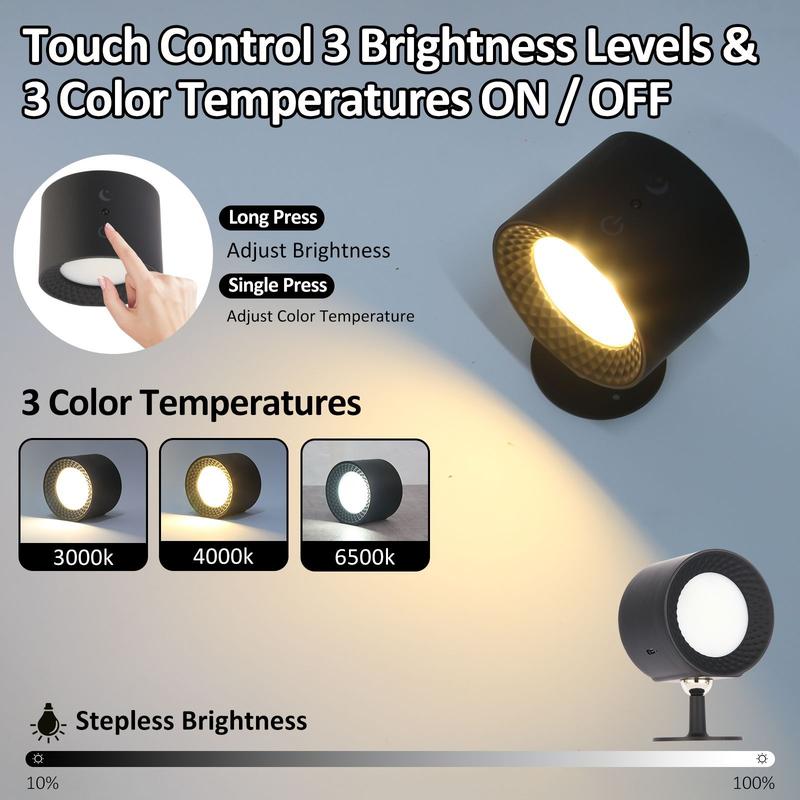 USB Rechargeable Smart LED Wall Light, 1/2 Counts RGBNlight Light with Remote Control, 360° RotatableSpotlight for Bedroom, Bedslde, Display Wall, Cabinet,Hallway, Game Room 1