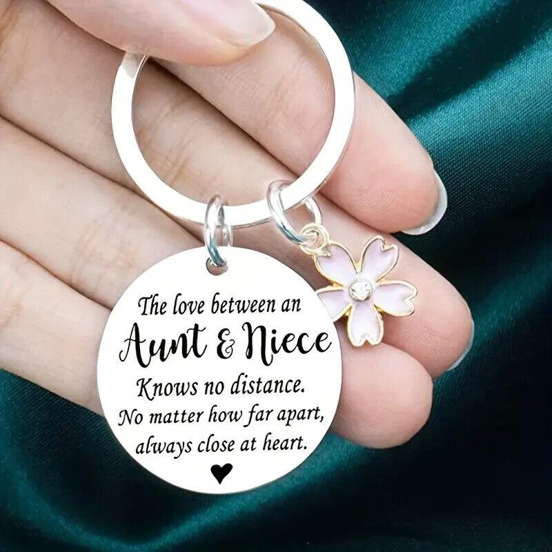 Aunt & Niece Engraved Keyring Stainless Steel Cute Keychain Keepsake Gift For Aunties Nieces Birthday 1