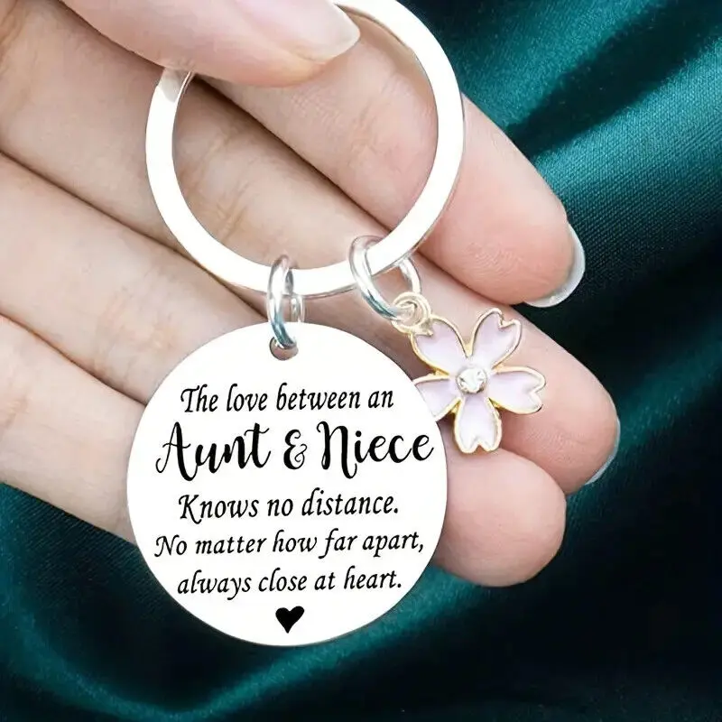 Aunt & Niece Engraved Keyring Stainless Steel Cute Keychain Keepsake Gift For Aunties Nieces Birthday 1