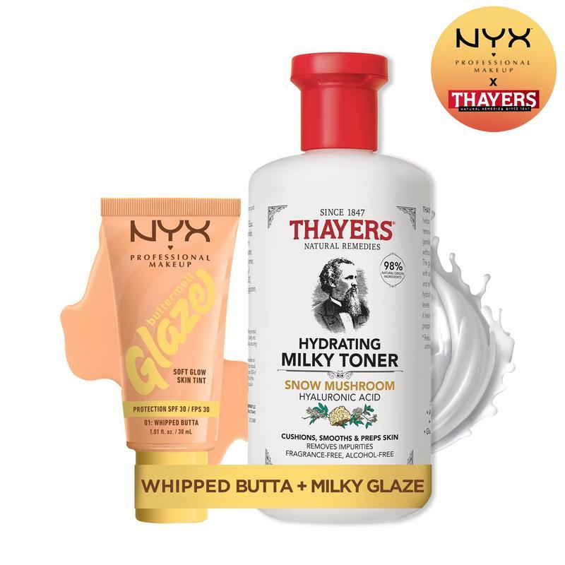 Product Introduction of NYX Professional Makeup Buttermelt Glaze Skin Tint Foundation and The Thayers Milky click himself Whats you neend 2