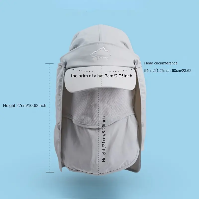 [Gentle Care] Men's Quick-Dry Sun Protection Hat for Outdoor Fishing - Breathable Mesh Baseball Cap with Face & Neck Coverage, Moisture-Wicking Polyester, Adjustable Buckle Closure, Ideal for New Year's Adventures, Fishing Accessory 2