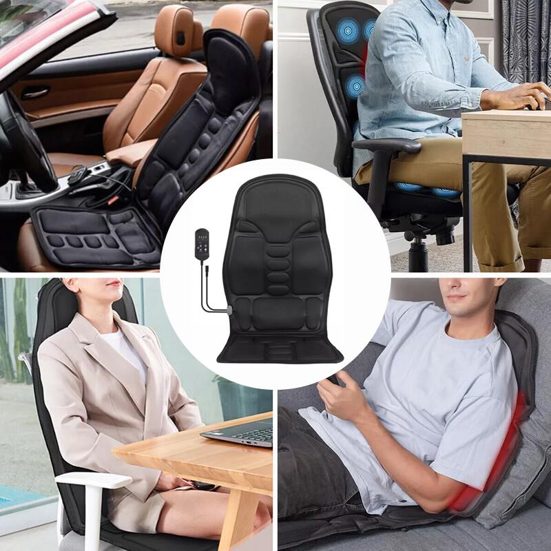 8 Modes Massage Cushion Full Back Car Chair-Seat Pad Mat Neck Heat Massager UK 2