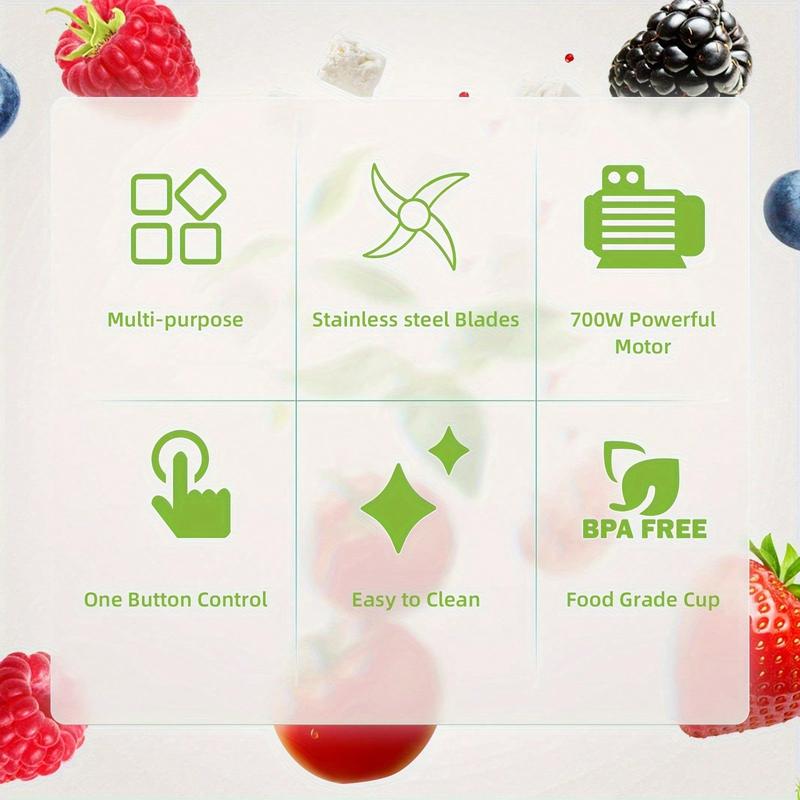 [blenders kitchen] 3-In-1 Multifunctional Food Processor 700W Portable Juicer For Baby, Blender Personal Smoothie Mixer Food Chopper 4