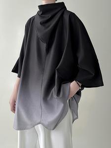 INCERUN Mens Gradient 3/4 Sleeve Tops Pullover Casual Loose Street Shirt Blouse