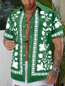 Men's Floral Print Short Sleeve Shirt, Regular Fit Casual Button Hawaiian Shirt for Summer, Men's Clothes for Beach Vacation, Menswear