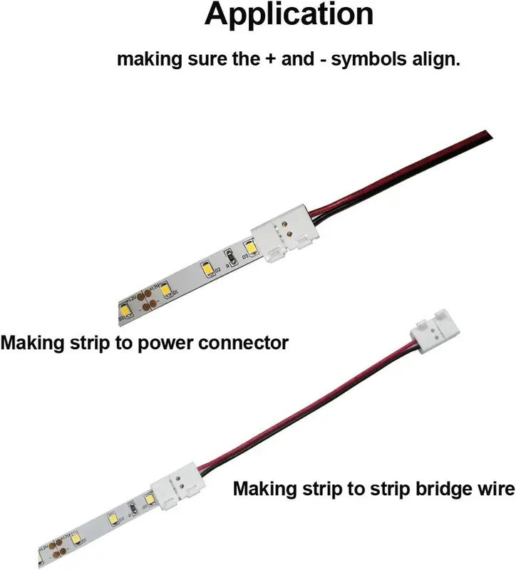 10-Pack 2 Pin 8mm LED Strip Connector - Quick Solderless Connection for 12v 24v Single Color LED Strip Lights 3