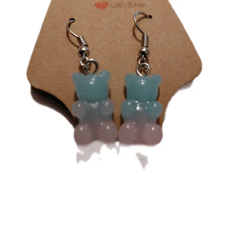 Blue and Pink Gummy Bear Dangle Earring - Perfect for Any Occasion 0