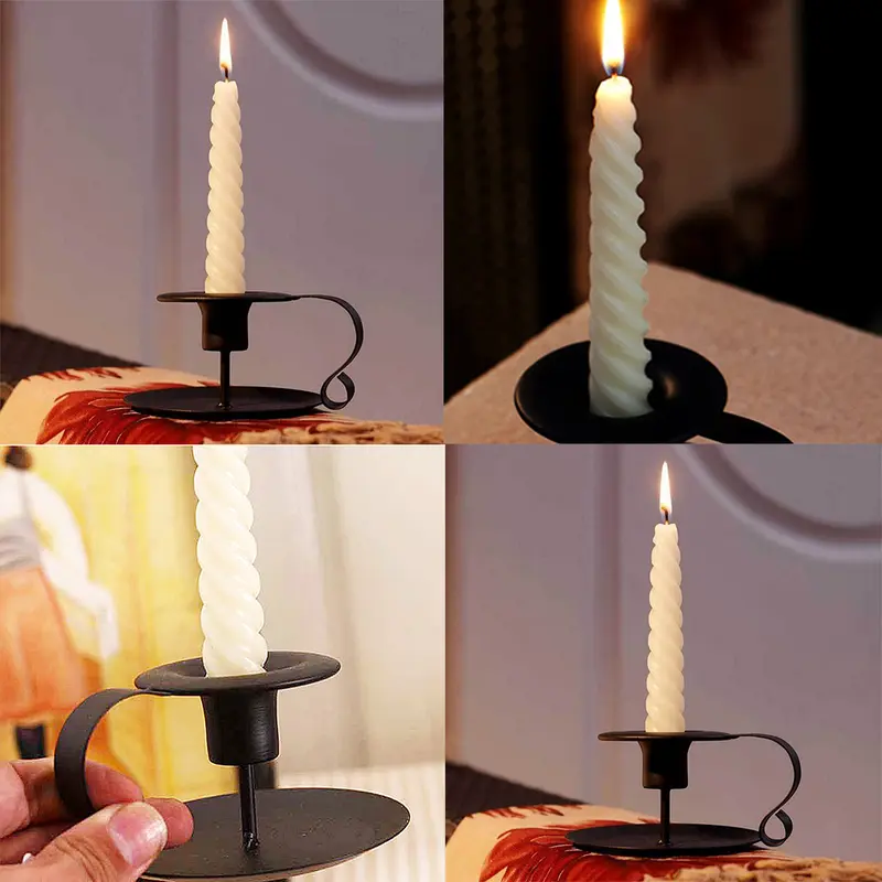2 pcs Candlestick Holders with Handrail Candle Stands Vintage Decoration for Christmas Halloween Valentines 0