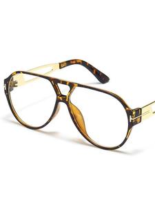 Women's Leopard Print Aviator Frame Eyeglasses, Retro Fashion Anti Blue Light Eyeglasses for Everyday Use, Fashion Accessories for Outdoor Activities