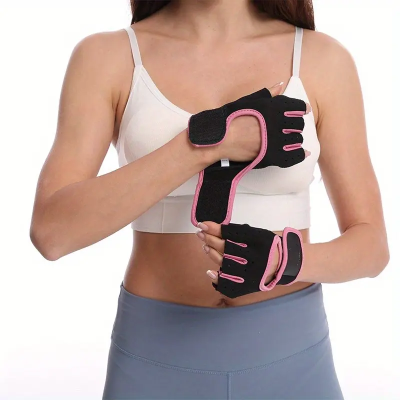 Breathable Half-Finger Fitness Gloves - Non-Slip Grip for Gym & Outdoor Workouts, Durable Polyester, Easy Pull-On Design for Weightlifting & Strength Training 4