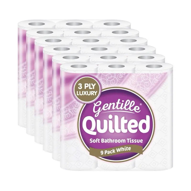 Gentille Quilted Soft White Toilet Paper - 45 Rolls, 3ply - Wipes Pack Kitchen